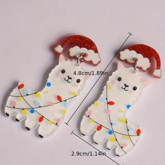 3/$12~Alpaca/Christmas Lights Earrings - Picture 3 of 3